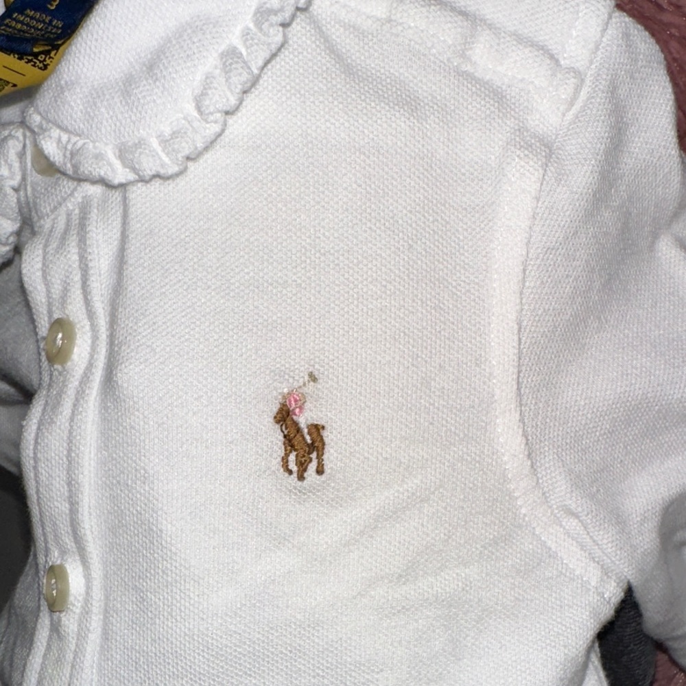 Polo by Ralph Lauren White Ruffle-Collar Button-Down Shirt - Picture 6 of 6